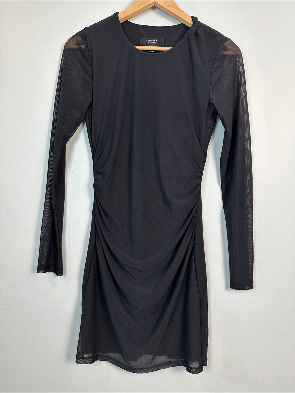 EVER NEW black mesh long sleeved mini dress Whimsigoth dark romantic bodycon